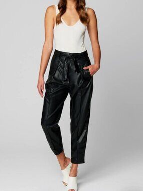 NWT BLANK NYC Black Faux Leather Paperbag Waist in Women's 32